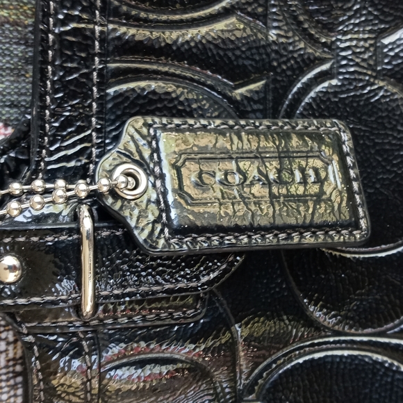 COACH BLACK LEATHER BAG/TOTE WITH WRISTLET - Picture 3 of 16